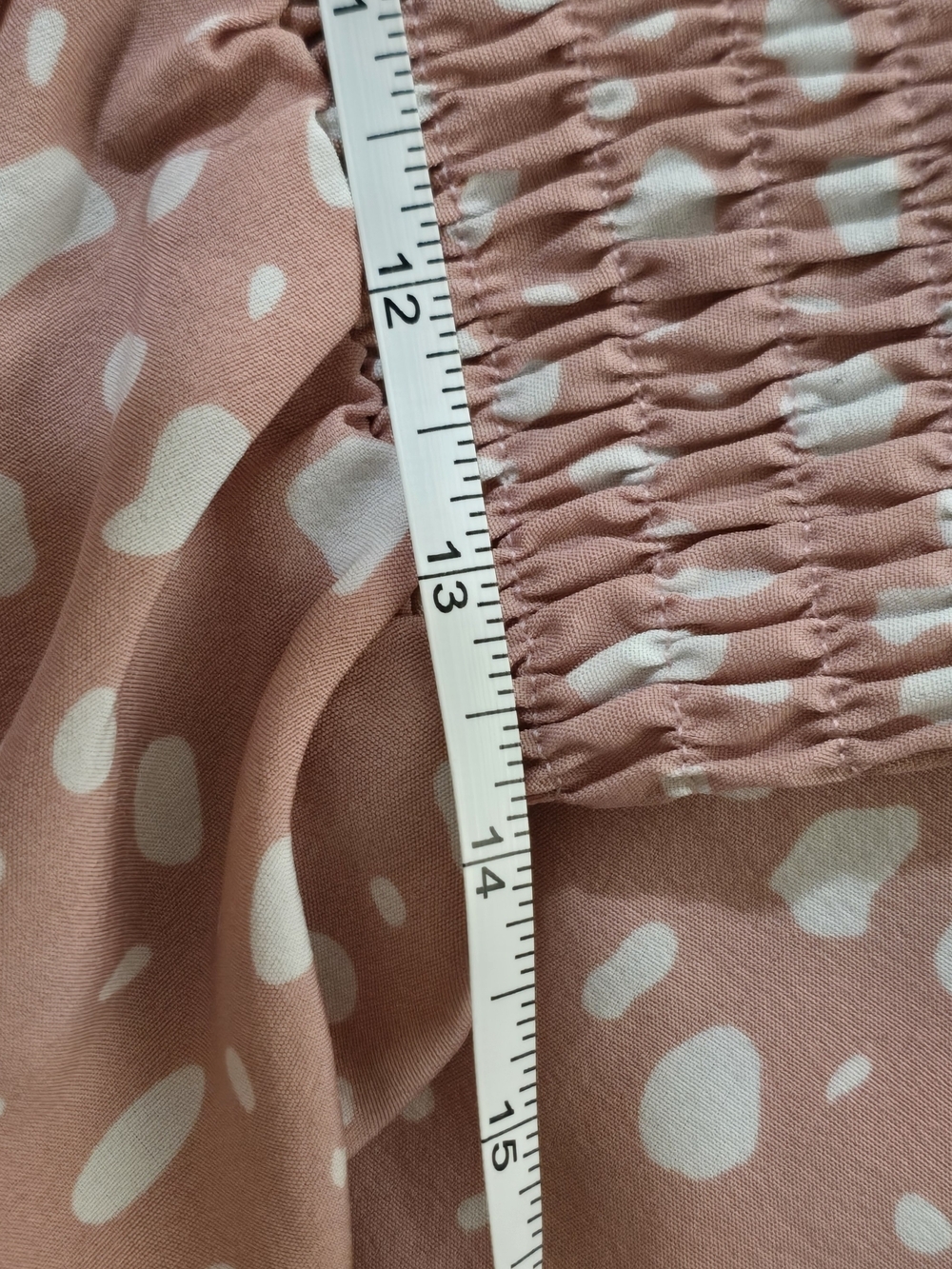 Smocked Spaghetti Strap Pink Polka Dot Midi Dress Size Large - Picture 6 of 9